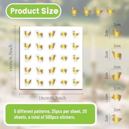 500Pcs Food Choice Stickers Gold Menu Stickers Chicken Sheep Cow Pork Duck Pattern 0.8 Inch Golden Wedding Meals Indicator Decals Plastic Waterproof Labels for Place Cards Party Supplies - color: Gold-1