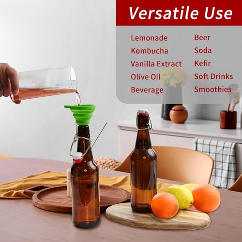 16oz Amber Glass Bottles with Airtight Rubber Seal Flip Caps (10 Pack),Swing Top Glass Bottles for Home Brewing, Kombucha, Beverages, Oil, Vinegar, Vanilla Extract,Water, Soda, Kefir - size: 16.5oz
