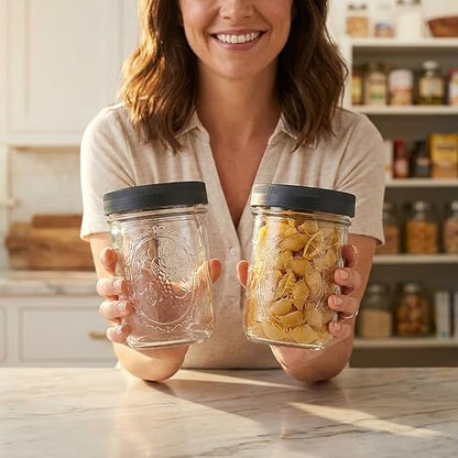 Wide Mouth Mason Jars 16 oz [2-Pack] with Airtight Lids – Glass Jars for Overnight Oats, Yogurt Parfait & Chia Pudding | BPA-Free Leak-Proof Lids - size: 16 oz