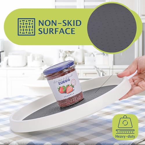 Lazy Susan 턴테이블, 4개 세트, 30.5cm(12인치) 미끄럼 방지 Lazy Susan 정리함, 캐비닛, 식료품 저장실 정리, 주방 보관, 욕실 싱크 캐비닛, 냉장고, 조리대, 향신료 랙(4팩 30.5cm(12인치)) - size: Grey 12 In 4 Pack
