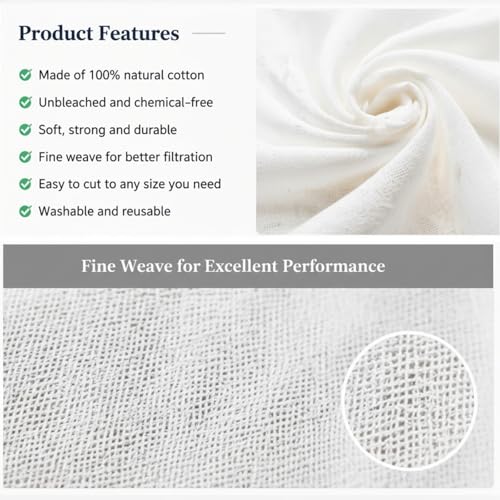 Bememo 60 x 1 Yard Bleached Cheesecloth for Straining Grade 40 Extra Large 100% Natural Cotton Cheese Cloth for Wedding Decoration, Polishing, Straining, White