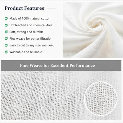 Bememo 60 x 1 Yard Bleached Cheesecloth for Straining Grade 40 Extra Large 100% Natural Cotton Cheese Cloth for Wedding Decoration, Polishing, Straining, White