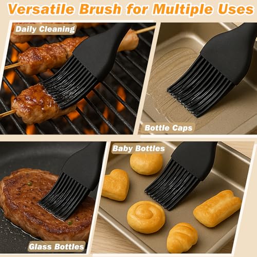 Silicone Basting and Pastry Brush Set, 2-Piece Heat-Resistant Brushes with Steel Core Handle, One-Piece BPA-Free Design for BBQ, Grilling, Baking & Cooking – Dishwasher Safe