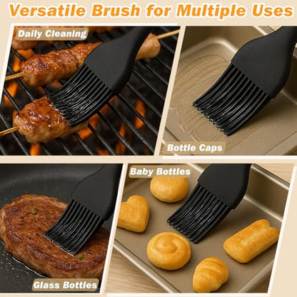 Silicone Basting and Pastry Brush Set, 2-Piece Heat-Resistant Brushes with Steel Core Handle, One-Piece BPA-Free Design for BBQ, Grilling, Baking & Cooking – Dishwasher Safe