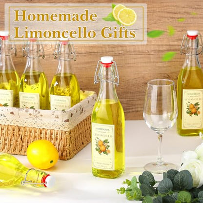 Havawish 10 Pcs 17 oz Swing Top Glass Bottles for Limoncello Homemade Flip Clear Top Bottles with Airtight Cap Lids Labels for Homemade Limoncello Wedding Baby Shower Favors(Square Style) - style: Square Style