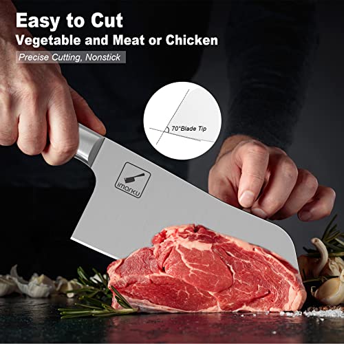 imarku Kitchen Knife, 7 Inch Ultra Sharp Butcher Knife - Japanese SUS440A Stainless Steel Meat Cleaver with Ergonomic Handle, Meat Knife for Home, Kitchen, Restaurant - color: Bronze