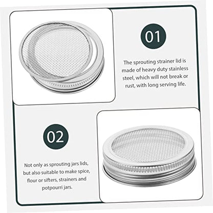 Stainless Steel Mesh Cover for Jar Sprouting Kit Wide Mouth Lids Easy Sprouts Grower for Bean Sprouts