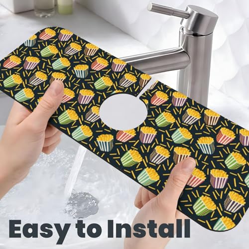Fries Faucet Mat For Kitchen Sink, Absorbent Countertop Protector, Quick Dry Sink Splash Guard Pad, Waterproof Draining Mat 15" X 5.5" - color: Style 4