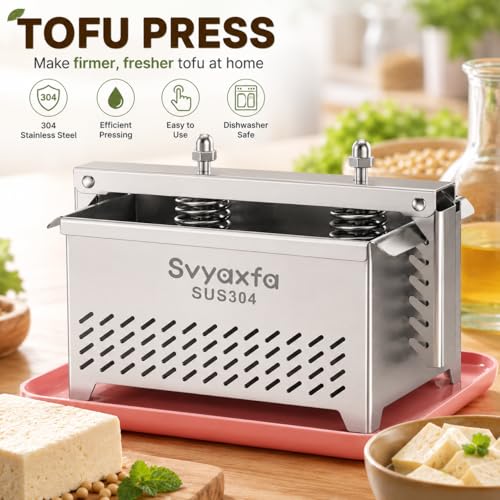 Tofu Press Stainless Steel – Premium Tofu Maker & Paneer Maker with Spring Compression, Dishwasher Safe Tofu Press for Extra Firm Crispy Tofu, BPA Free Cheese Press with Drip Tray XL - size: XL