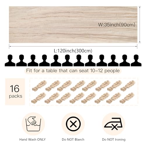 16 Pack Beige Cheesecloth Table Runner 35x120 Inch Boho Gauze Cheese Cloth Table Runners, 10 FT Long Rustic Sheer Table Runners for Wedding Bridal Baby Shower Birthday Party Table Decorations - style: Beige