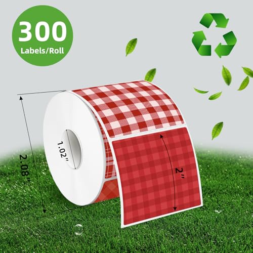 Thermal Labels Stickers 2" x 2", Red Self-Adhesive Waterproof Square Christmas Direct Thermal Labels Stickers, Perforation Line Design- 300 Sheets - color: Red, size: Square 2'' X 2''
