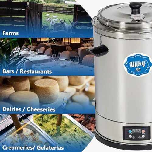 Milk Pasteurizer Milky FJ 15 (115V) | For Milk, Cheese, Yogurt and Juice | 3.7 Gal | Made of Stainless Steel | Removable Container | Time and Temperature Control | Made in the EU | 2-year Warranty