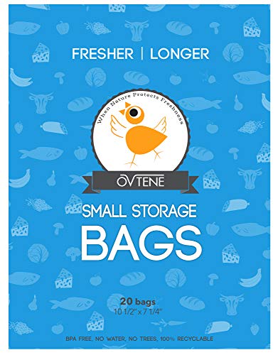 Food Storage Bags for Cheese, Meat, and Produce - Keeps Food Fresher Longer (20 Small bags 10.5"x7.25")