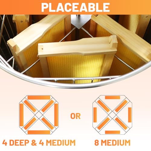 Electric Honey Extractor with Adjustable Honeycomb Drum Spinner, 4/8 Beehive Frame Stainless Steel Beekeeping Separator Supplier, Centrifuge Equipment for Apiary, Farm, Business - style: 4 Frames-E