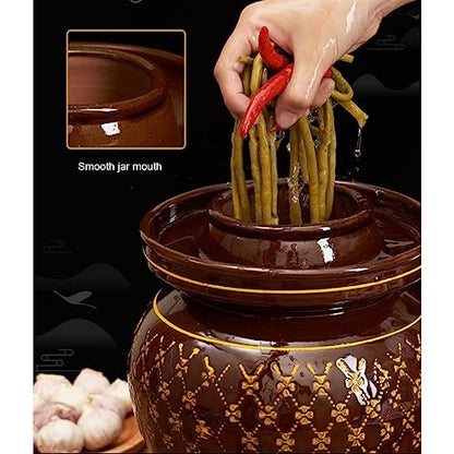 Ceramic Fermentation Crock Jar Kit,Sauerkraut Crock, Traditional Chinese Porcelain Pickle Jar with Water Seal Airlock Lid,Pickle Jar for Fermenting or Pickling Pickl 7Kg - size: 7Kg