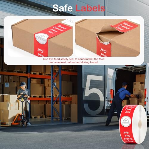 500 Pcs Tamper Evident Stickers for Food Delivery 1.5 x 6 Inches Red Tamper-Proof Safe Seal Tape & Labels - for Sealing Drink, Food & Pizza Boxes to Preserve Freshness