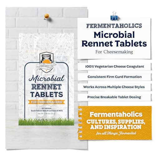 Microbial Rennet For Cheese Making | Vegetarian Rennet Tablets | Milk Coagulant | Vegan Cheese making | Shelf-Stable Rennet Tablets, Perforated For Easy Use