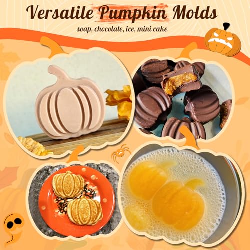HKNMTT Pumpkin Silicone Molds 2 Pack 6 Cavity Halloween Mold Set for Fall Chocolate Candy Soap Wax Melts Jello Cake Pop Apple Cider Baking Tray Thanksgiving 3D Food Grade Spooky Treats - style: Pumpkin Shaped - 2PCS