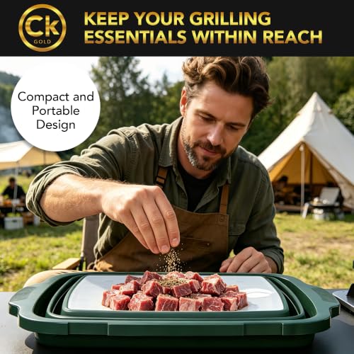New LARGE Prep Tub & BBQ Blanket Gift Bundle: (1) 16 L Prep Tub + 1 Meat Resting Bag I Marinating Container with Locking Lid & Cutting Board for Brisket & Ribs - Smoking & Grilling (Green,16L) - color: Green