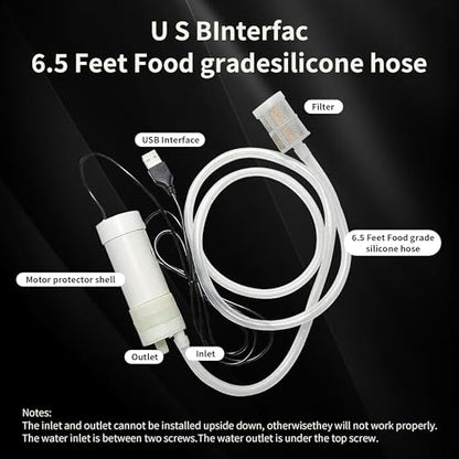USB Electric Auto-Siphon Self-Priming Pump– Compatible with Most Home Brew Systems, Food Grade 5V Portable Transfer Pump with 6.5FT Hose, 2L/min Low Noise, Wine, Kombucha & Beverages
