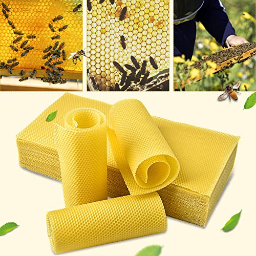 30PCS Beeswax Sheets, Bee-Wax Foundation Sheets 16-1/2 x 8-1/3 inch for Bee Hive Frames,Beeswax Sheets for Beekeeping,Candles Making,Bee-Wax Honeycomb Sheets for Hives (42cm x 21cm)