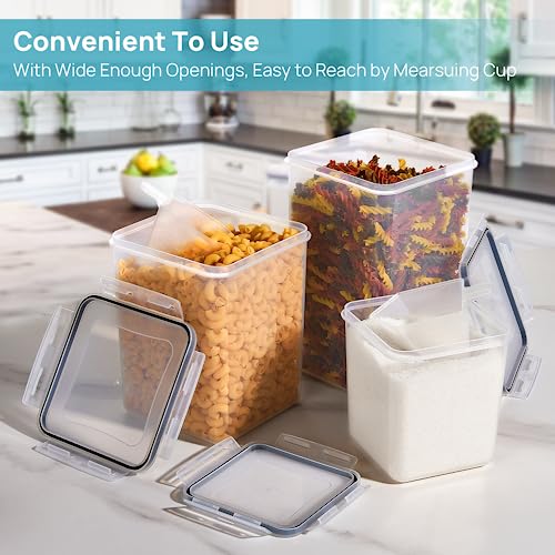 Vtopmart 10 PCS Flour and Sugar Storage Container, Large Airtight Food Canisters with Lids for Kitchen, Pantry Organization, BPA Free, Black