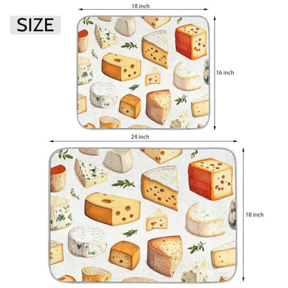Cheese Print Dish Drying Mat for Kitchen Counter Cheeses Slices Absorbent Drainer Mats Microfiber Dish Dry Pad Washable Coffee Bar Decor 16x18 Inch - size: 16" x 18"