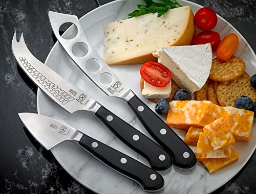Mercer Culinary Renaissance Cheese Knife Set - color: Black Handle, size: 3-Piece Cheese Knife Set