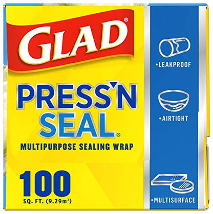 Glad Press'N Seal Plastic Food Wrap, 100 Square Foot Roll, Pack of 3, (Package May Vary) - size: 100 Sq Ft (Pack of 3)