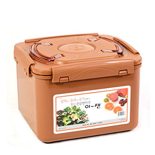 e-jen Premium Kimchi, Sauerkraut Container Probiotic Fermentation with Inner Vacuum Lid (Earthenware Brown, 1.9 gal/ 7.4L) - color: Earthenware Brown, size: 1.9 gal