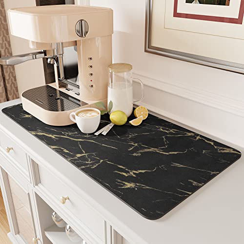 AMOAMI Coffee Mat Hide Stain Rubber Backed Absorbent Dish Drying Mat for Kitchen Counter - Fits Under Coffee Maker or Machine - size: 12"x19"
