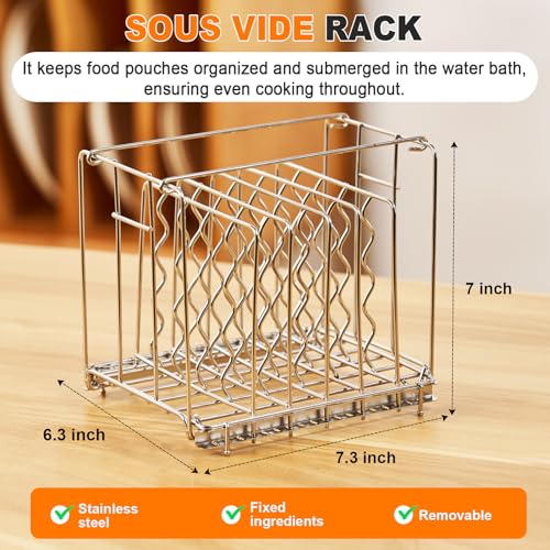 HOMENOTE Sous Vide Container 12 Quart with Universal Collapsible Hinged Lid,Complete Sous Vide Accessories Kit BPA Free,Compatible with Anova and Most Sous Vide Cookers（With Rack and Sleeve） - color: Container - with sous vide rack and sleeve