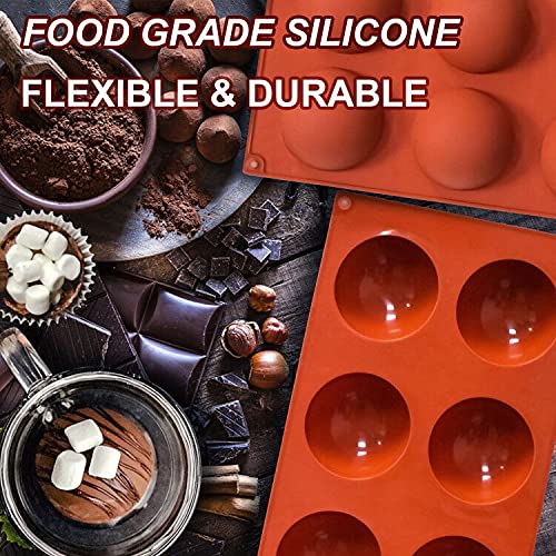 Lerykin 3 Pack Large 6-Cavity Semi Sphere Silicone Molds, Non-Stick Baking Mold for Making Standard Size Hot Chocolate Bomb, Cake, Jelly, Dome Mousse - color: 6 Large ( 3 Pack )