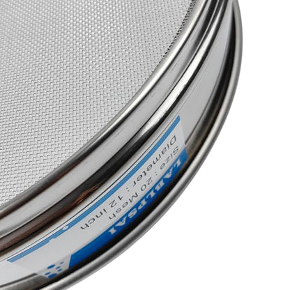 20 Mesh Lab Sieves 12" Diameter 304 Stainless Steel Wire Cloth Test Sieve for Industrial Laboratory Home - size: 20 mesh