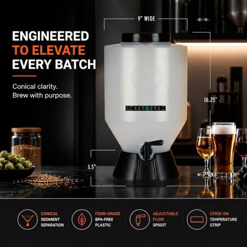 Craft Beer Making Kit Pro – NO AIRLOCK OR SIPHON REQUIRED – Conical Fermenter Eliminates Sediment and Makes Great Tasting Beer at Home - Includes our 2 Gal. American Ale Recipe