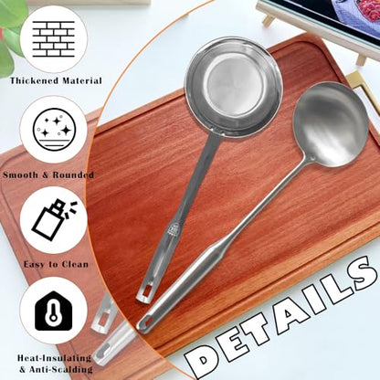 Stainless Steel Spoon and Slotted Spoon Set (2-Piece),Scoop Spoon,Skimmer Ladle Tool Set - size: Large