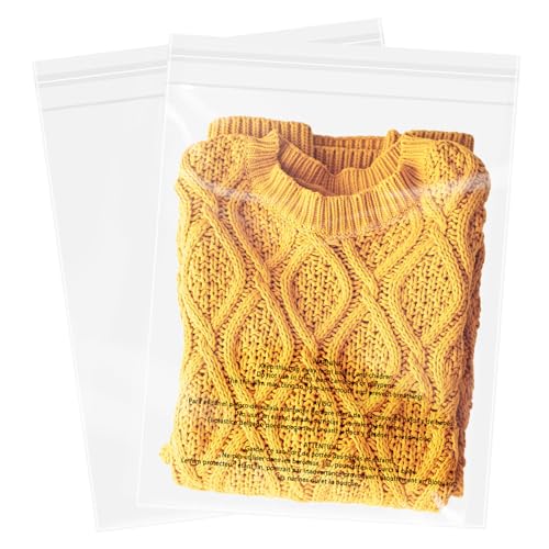 11" x 14" (200 Count) Self Seal Clear Poly Bags with Suffocation Warning for Packaging, Shipping, Clothing, Shirts & FBA - Resealable Adhesive - color: 200 Count