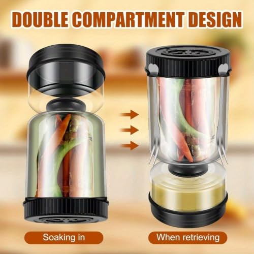 Glass Pickle Jar, Strainer Flip, Airtight Pickle Container, Juice Separator, Leak Resistant Food Storage Jar, Pickles, Olives, Jalapenos, Kimchi, Cherries & Refrigerator Snacks Jars