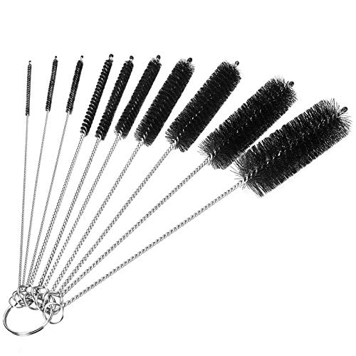CiaraQ Bottle Cleaning Brushes, 8 Inch Nylon Tube Brush Set | Black Cleaner for Narrow Neck Bottles Cups with Hook, Set of 10pcs - color: Black, size: 8.0 Inch (10pcs)