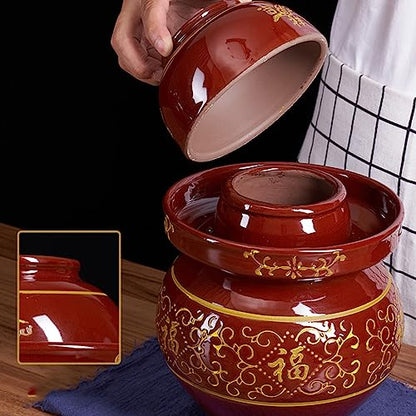 Ceramic Fermentation Crock Jar Kit,Sauerkraut Crock, Traditional Chinese Porcelain Pickle Jar with Water Seal Airlock Lid,Pickle Jar for Fermenting or Pickling Pickl 2.5Kg - color: 2.5kg