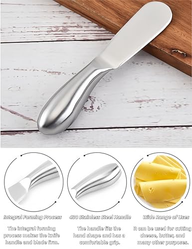 2 Pcs Stainless Steel Butter Knife Butter Spreader, Durable Cheese Spreader Knives for Cocktail, Seasoning, Jam, Pastry, Cooked Food Boards & Daily Kitchen Necessities