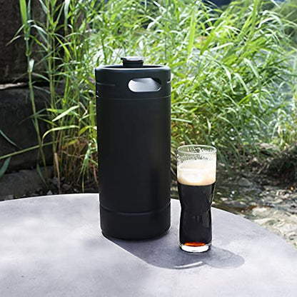 128OZ Mini Keg Growler, Stainless Steel Home Keg with No Scratch Matte Black Powder Coated to Keeping Fresh for Homebrew, Craft and Draft Beer