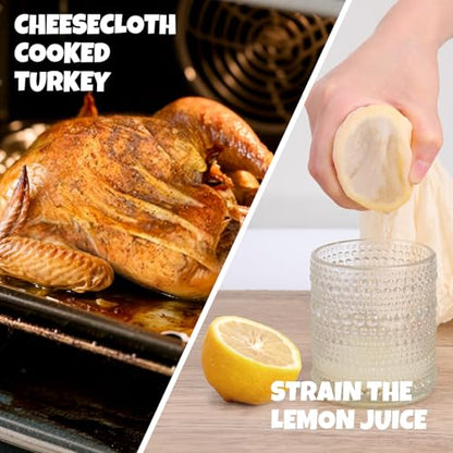 15 PCS Reusable Cheese Cloths for Straining, 20x20 Inch, Organic Cotton Cheese Cloths Unbleached,Cheese Cloth Reusable With Hemmed Edge for Straining Liquid,Cheese Making,Juicing,Baking,Cooking Turkey
