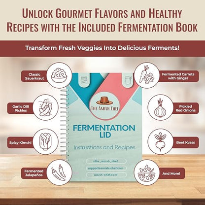 Advanced Fermentation Kit - Pickle Kit, Sauerkraut Making Kit Kimchi Container - Fermentation Airlock Lids for Wide Mouth Mason Jars by The Amish Chef - size: Advanced Kit