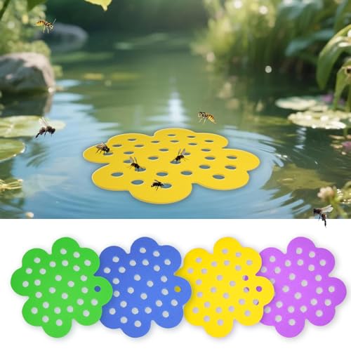 4 Pack Floating Bee Island, Bee Watering Station for Outdoor Garden, Butterfly Water Feeder and Garden Decor
