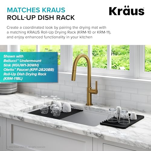 Kraus Self-Draining Silicone Dish Drying Mat or Trivet for Kitchen Counter in Dark Grey, KDM-10DG - color: Dark Grey, style: Drying Mat
