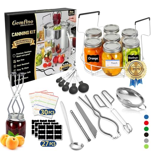 Gemfino Canning Supplies Starter Kit with Canning Rack,Canning Kit for Beginners - color: Gray