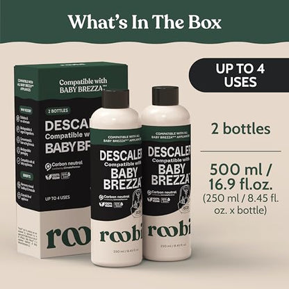 Roobi Descaling Solution Compatible with Baby Brezza. Specially Formulated to Clean & Descale Baby Appliances. Up to 2 Uses per Bottle, 2 Pack. Carbon Neutral. - style: Descaling Solution