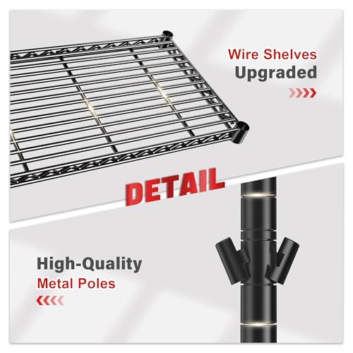 REIBII 5 Tier Wire Shelving, 23.2" W Metal Shelving, Small Space Corner Storage, Adjustable Shelves, Leveling Feet, Metal, for Kitchen, Bedroom, Pantry, Closet,Laundry Room - size: 5 Tier,13.4" D x 23.2" W x 60" H