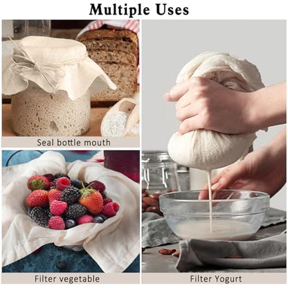 6 PCS Cheese Cloth Strainer Fine Mesh Cloths, 20"×20" Reusable Cutton Cheesecloth Sifter Sourdough Bread Baking Supplies, Nut Milk Bag Butter Filter for Juicing, Queso Fresco, Kitchen and Home
